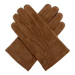 Handsker|Handsker^Moschino Suede handsker med broderet logo Brun