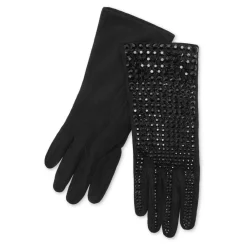 Handsker<Philipp Plein Suede Mid-Gloves Crystal Sort