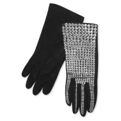 Handsker<Philipp Plein Suede Mid-Gloves Crystal Sort