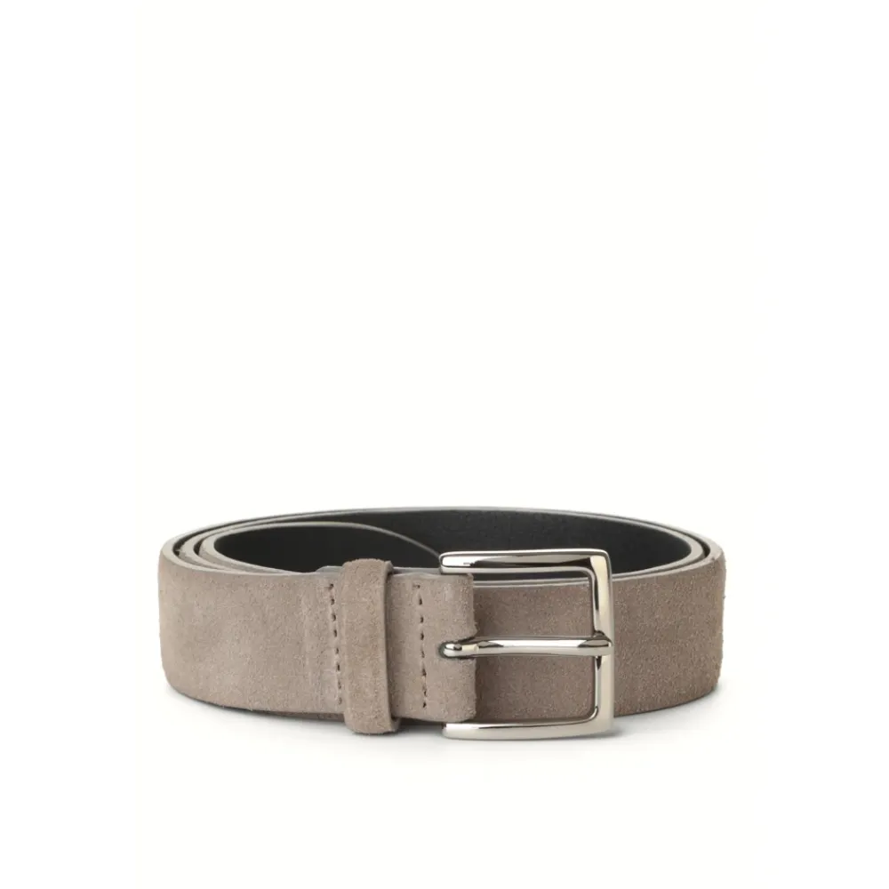 Bælter^Orciani Supersoft Suede Bælte Sølvspænde Grå