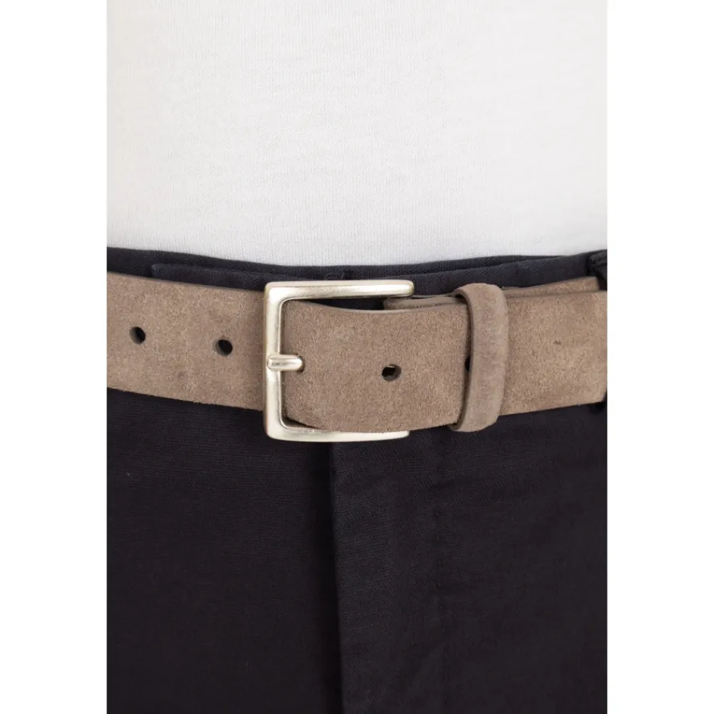 Bælter^Orciani Supersoft Suede Bælte Sølvspænde Grå