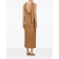 Kjoler<Loulou Studio Susan Twisted Collar Dress Beige