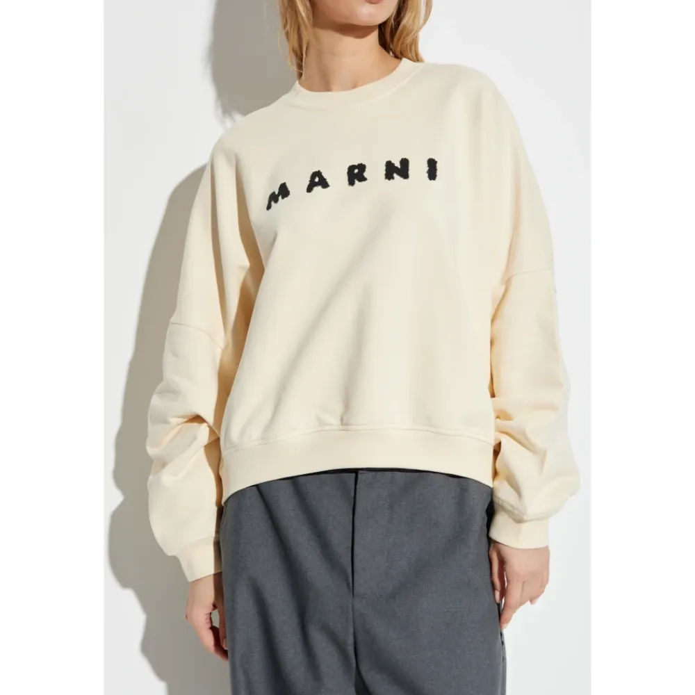 Sweatshirts^Marni Sweatshirt med logo Beige