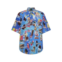 Skjorter<Balenciaga Sweet Treat Kortærmet Minimal Skjorte Blå