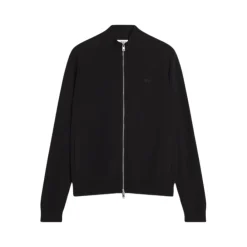 Strik<Maison Kitsuné Technical Merino Wool Knitted Jacket Sort