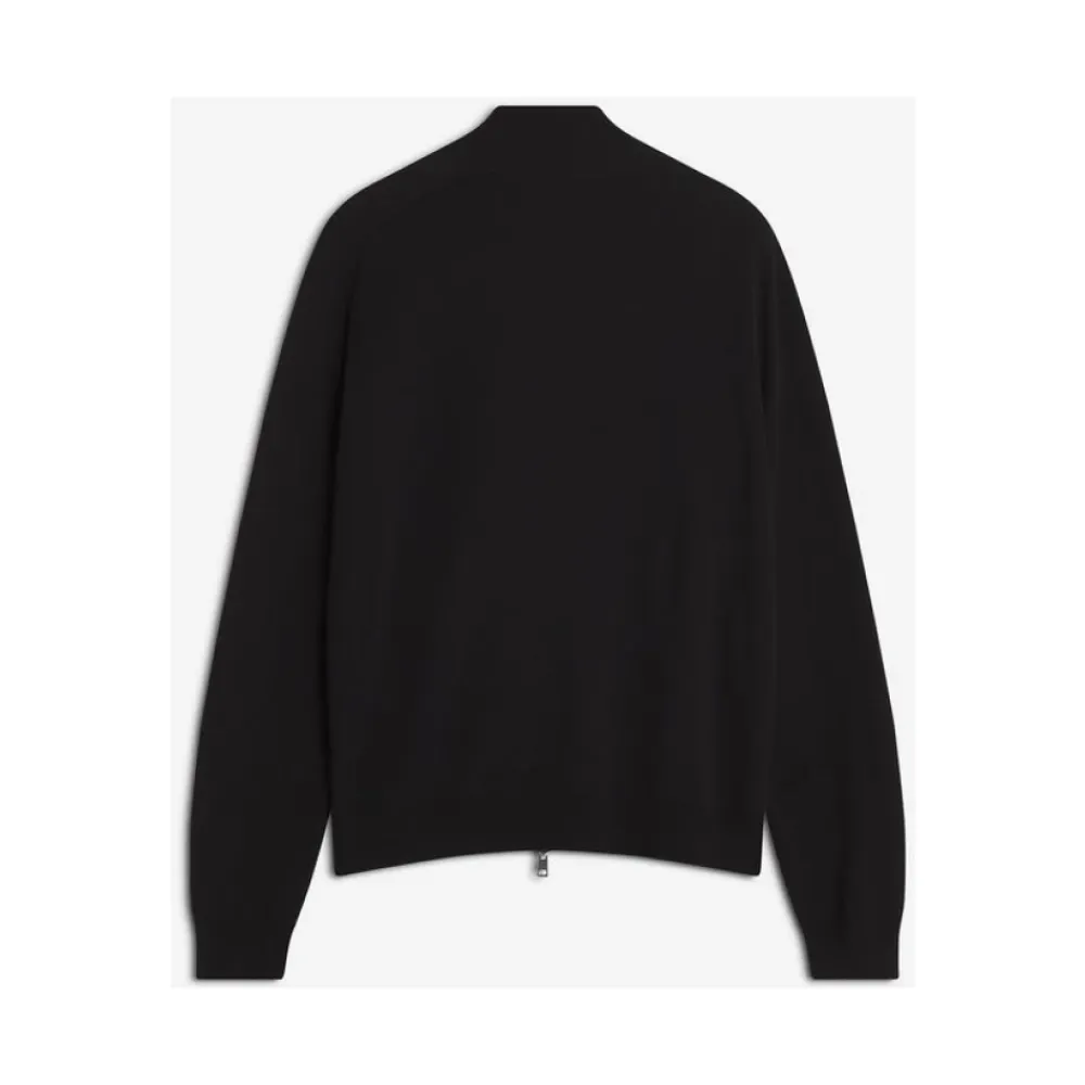Strik<Maison Kitsuné Technical Merino Wool Knitted Jacket Sort