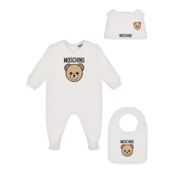 Bodystocking & Sæt^Moschino Teddy Print Baby Tøj Sæt Hvid