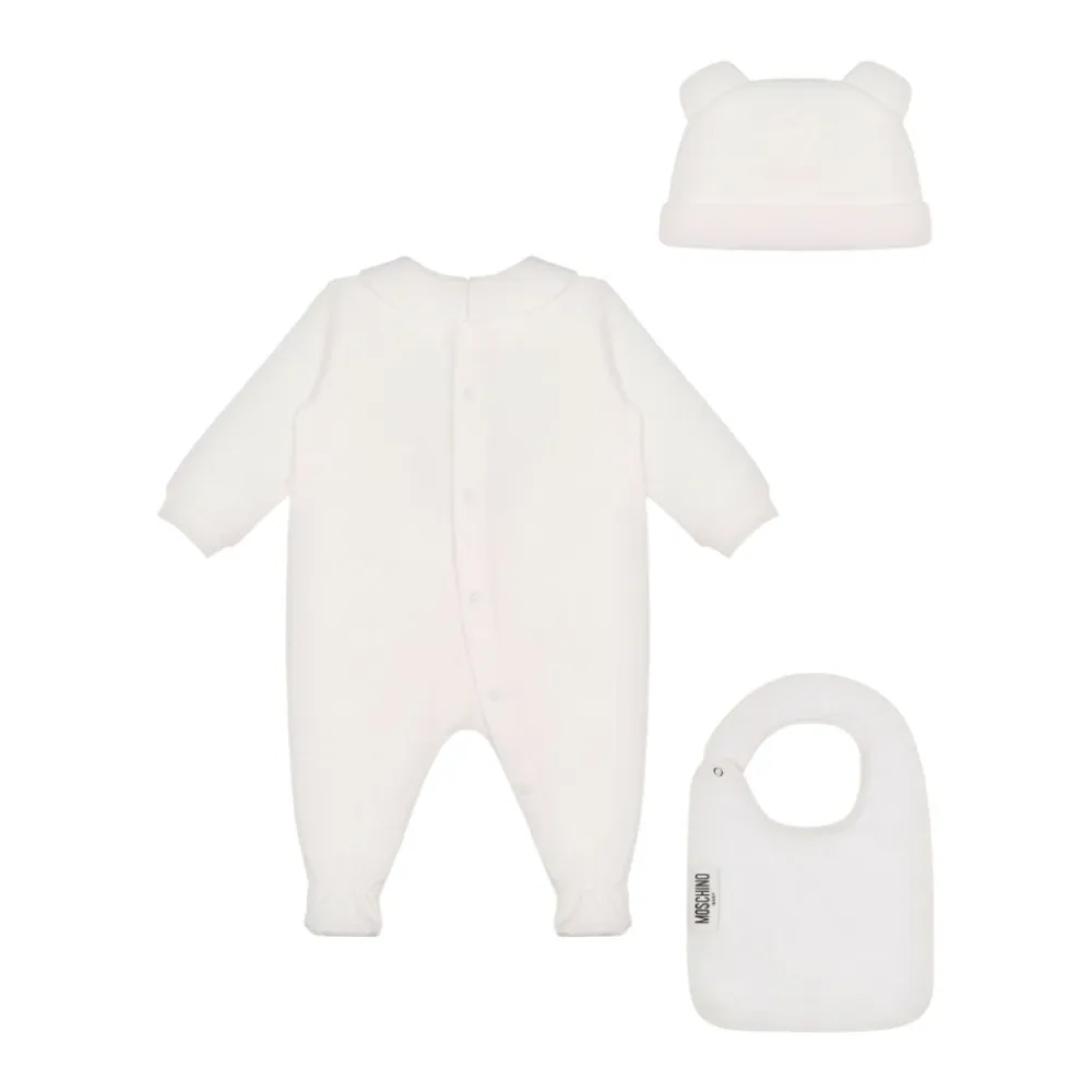 Bodystocking & Sæt^Moschino Teddy Print Baby Tøj Sæt Hvid