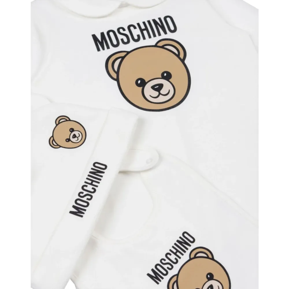 Bodystocking & Sæt^Moschino Teddy Print Baby Tøj Sæt Hvid