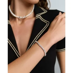Smykker<Nialaya Tennis Bracelet with Silver Grå