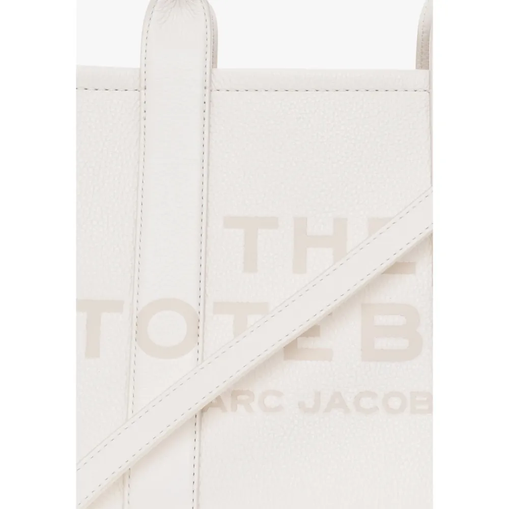 Indkøbstasker<Marc Jacobs The Leather Medium Tote Taske Beige