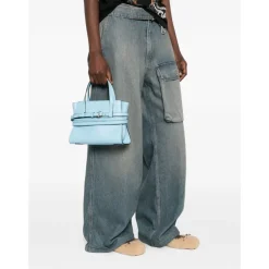 Bæltetasker<Moschino Tie Me Lille Læderhåndtaske Blå