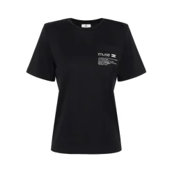 T-Shirts<Elisabetta Franchi T-shirt i kraftig bomuldsjersey med brystlomme Sort