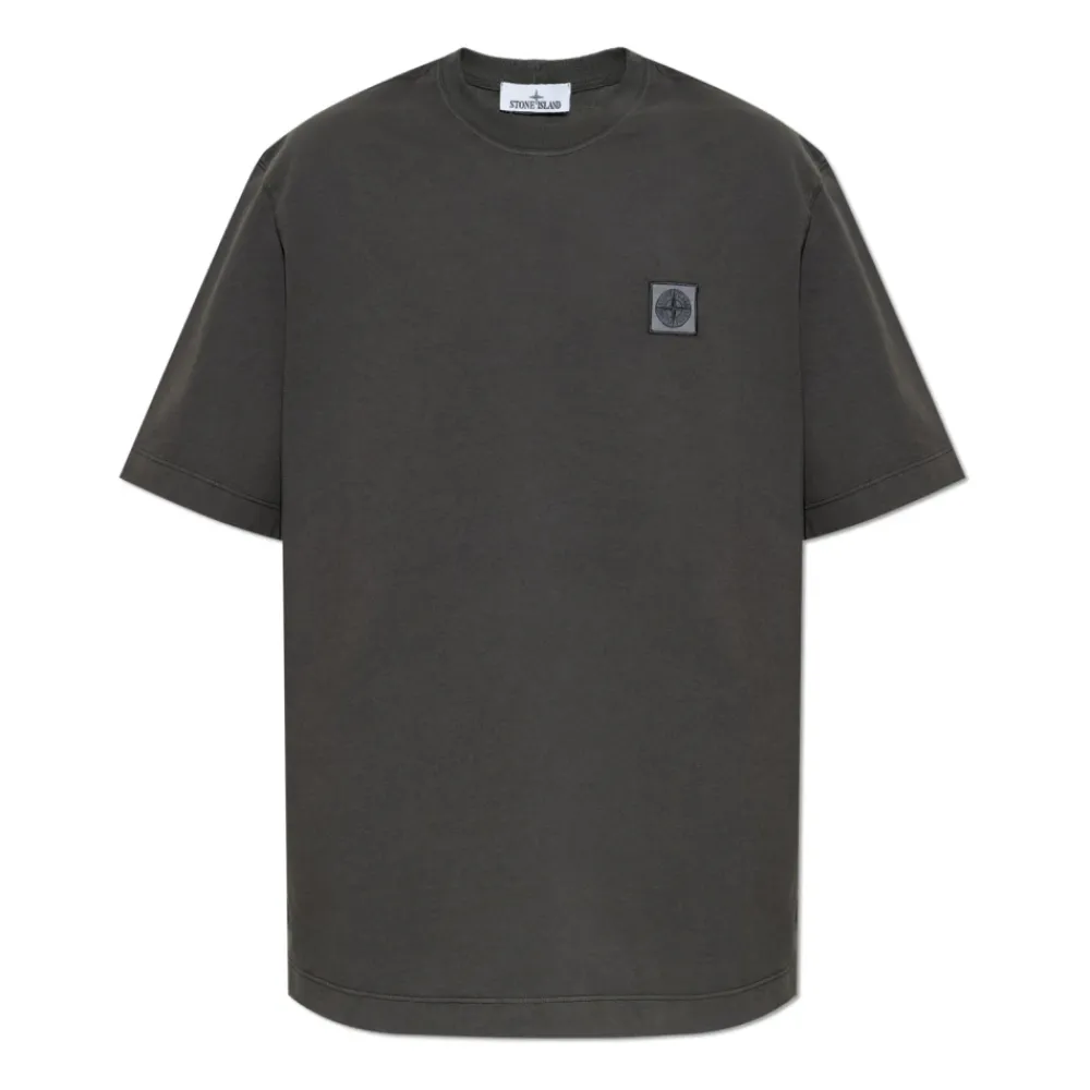 T-Shirts^Stone Island T-shirt med logo Grå