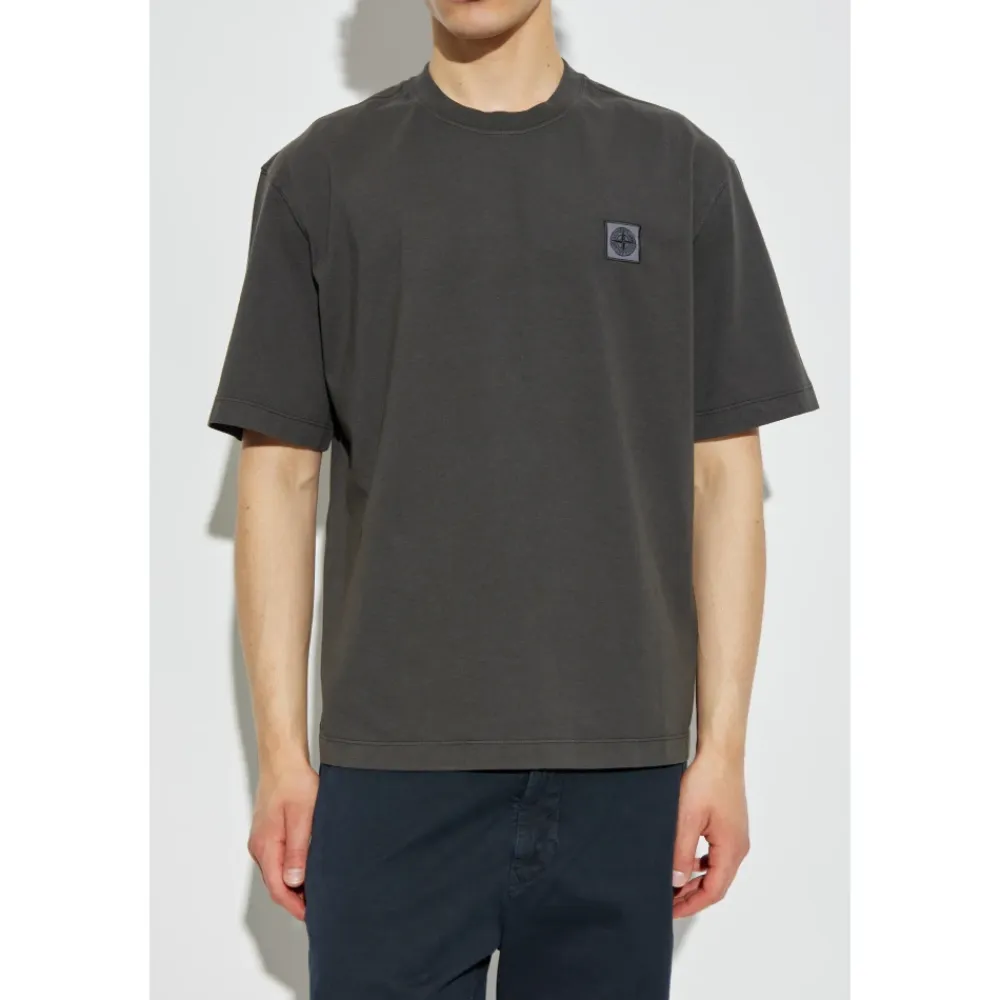 T-Shirts^Stone Island T-shirt med logo Grå
