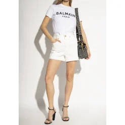 T-Shirts<Balmain T-shirt med logo Hvid