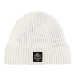 Huer & Kasketter^Stone Island Uld beanie med logo patch Beige