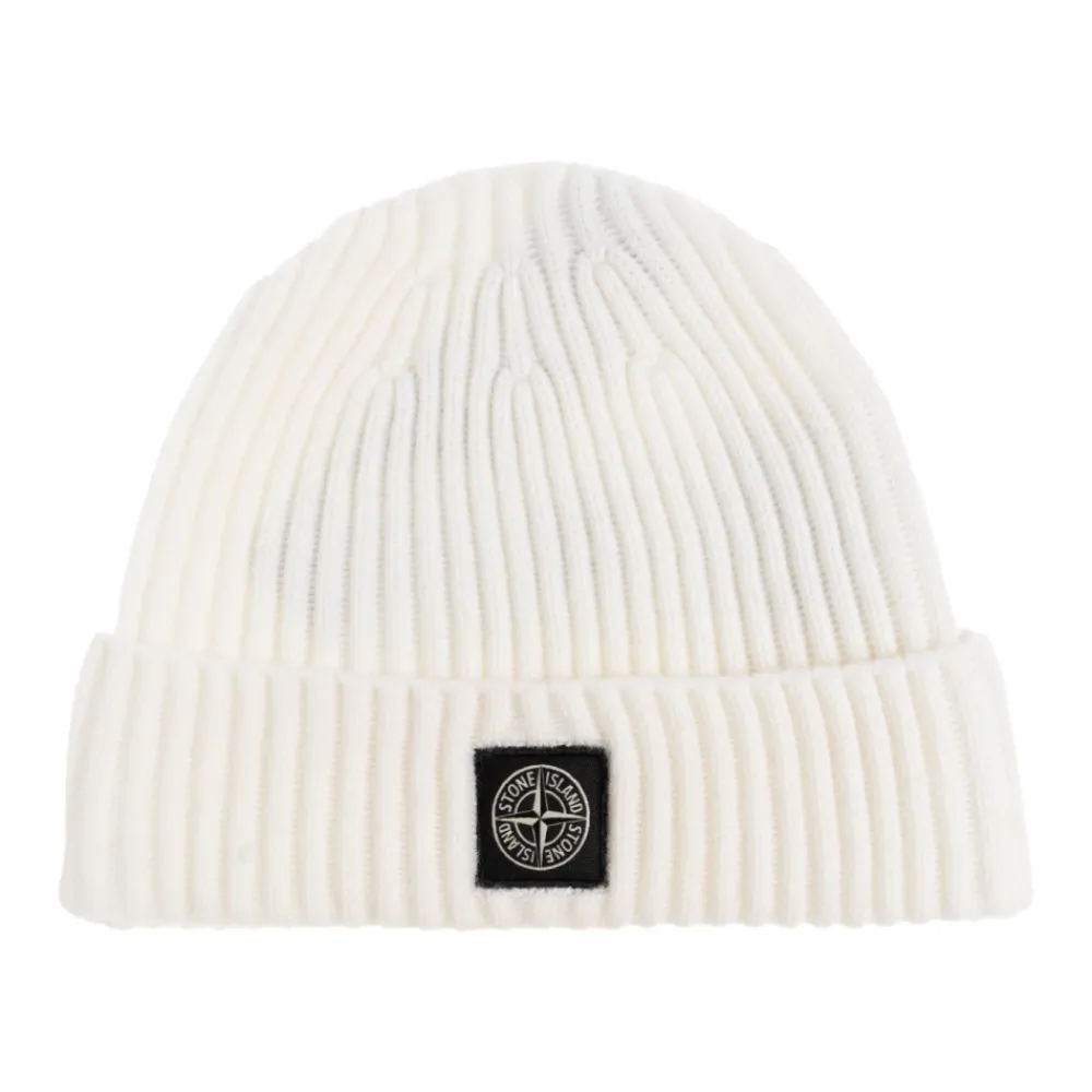 Huer & Kasketter^Stone Island Uld beanie med logo patch Beige