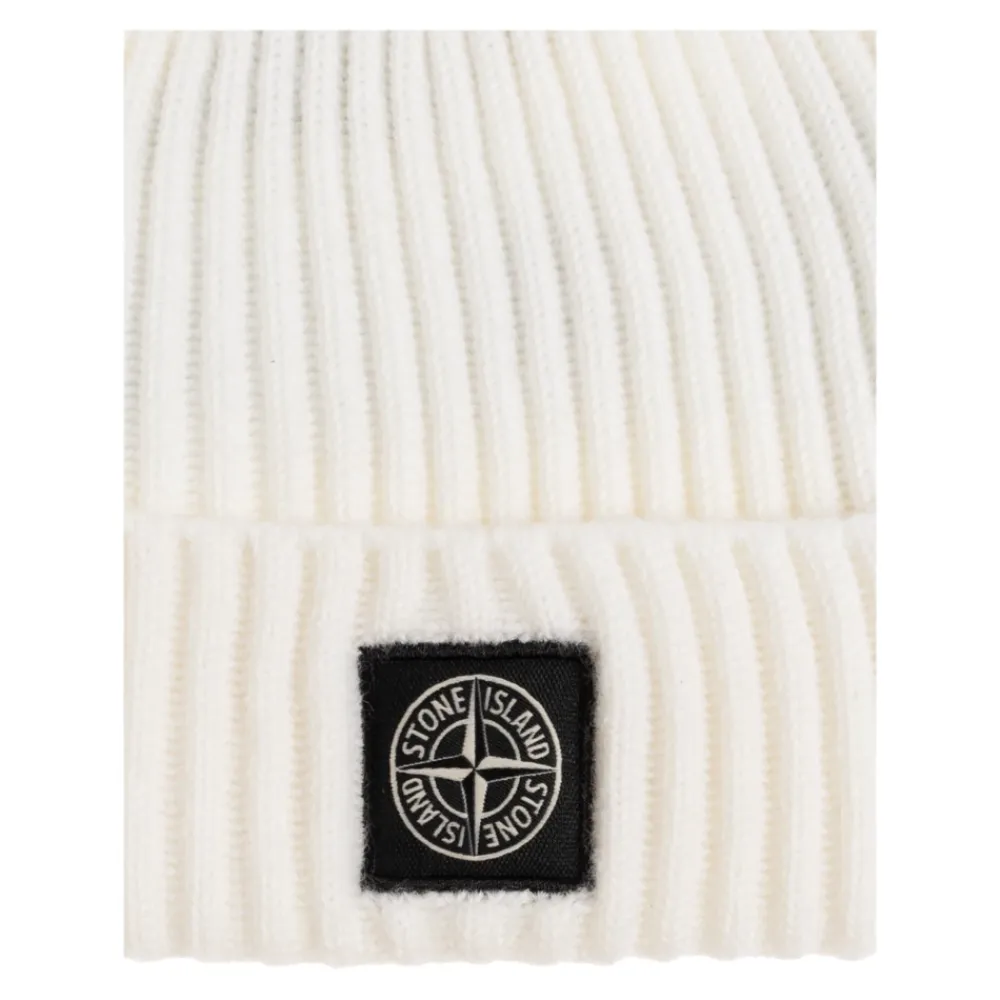 Huer & Kasketter^Stone Island Uld beanie med logo patch Beige