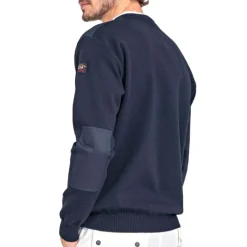Strik^Paul & Shark Uld Crew Neck Strik Blå