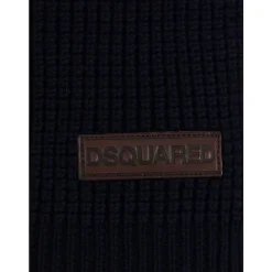 Halstørklæder Og Tørklæder<Dsquared2 Uld Logo Patch Strik Tørklæde Blå