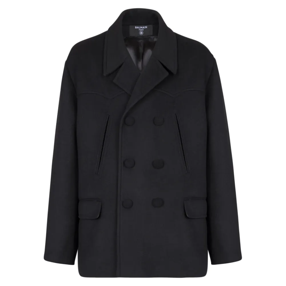 Frakker^Balmain Uld- og kashmir-peacoat Sort