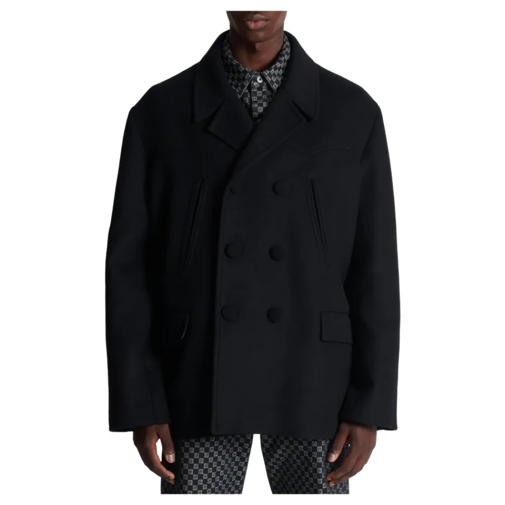 Frakker^Balmain Uld- og kashmir-peacoat Sort