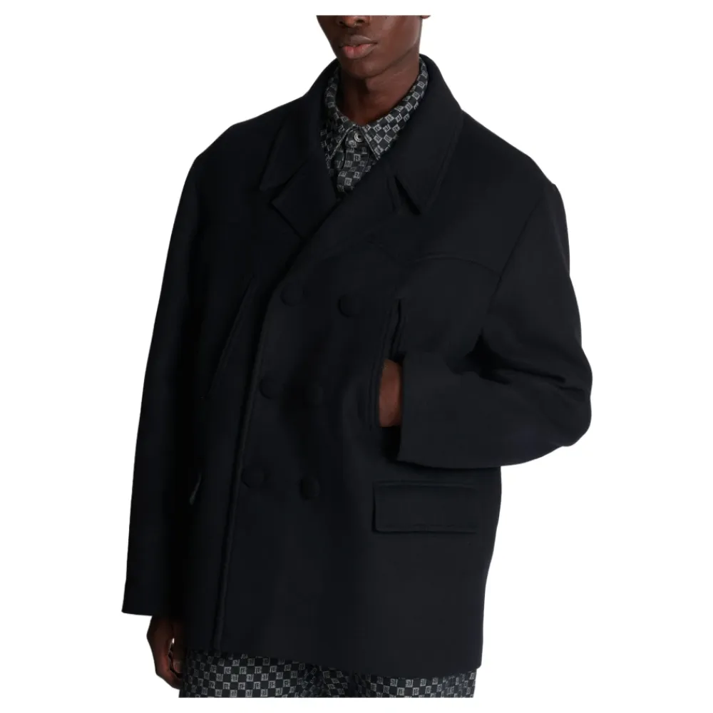 Frakker^Balmain Uld- og kashmir-peacoat Sort