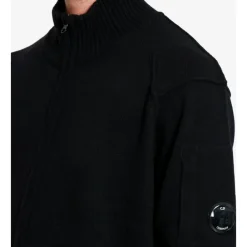 Strik^C.P. Company Uldblanding Sweater med Fuld Lynlås Sort