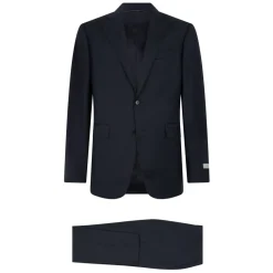 Jakkesæt<Canali Ulddragt med Pin-Striped Motif Blå