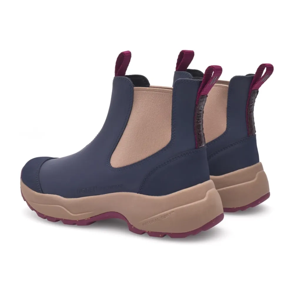 Chelsea Boots^Woden Vandtæt Slip-On Støvle Mørke/Beige Blå