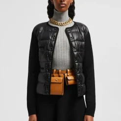 Jakker^Moncler Vatteret uld cardigan - Elegant klassiker Sort