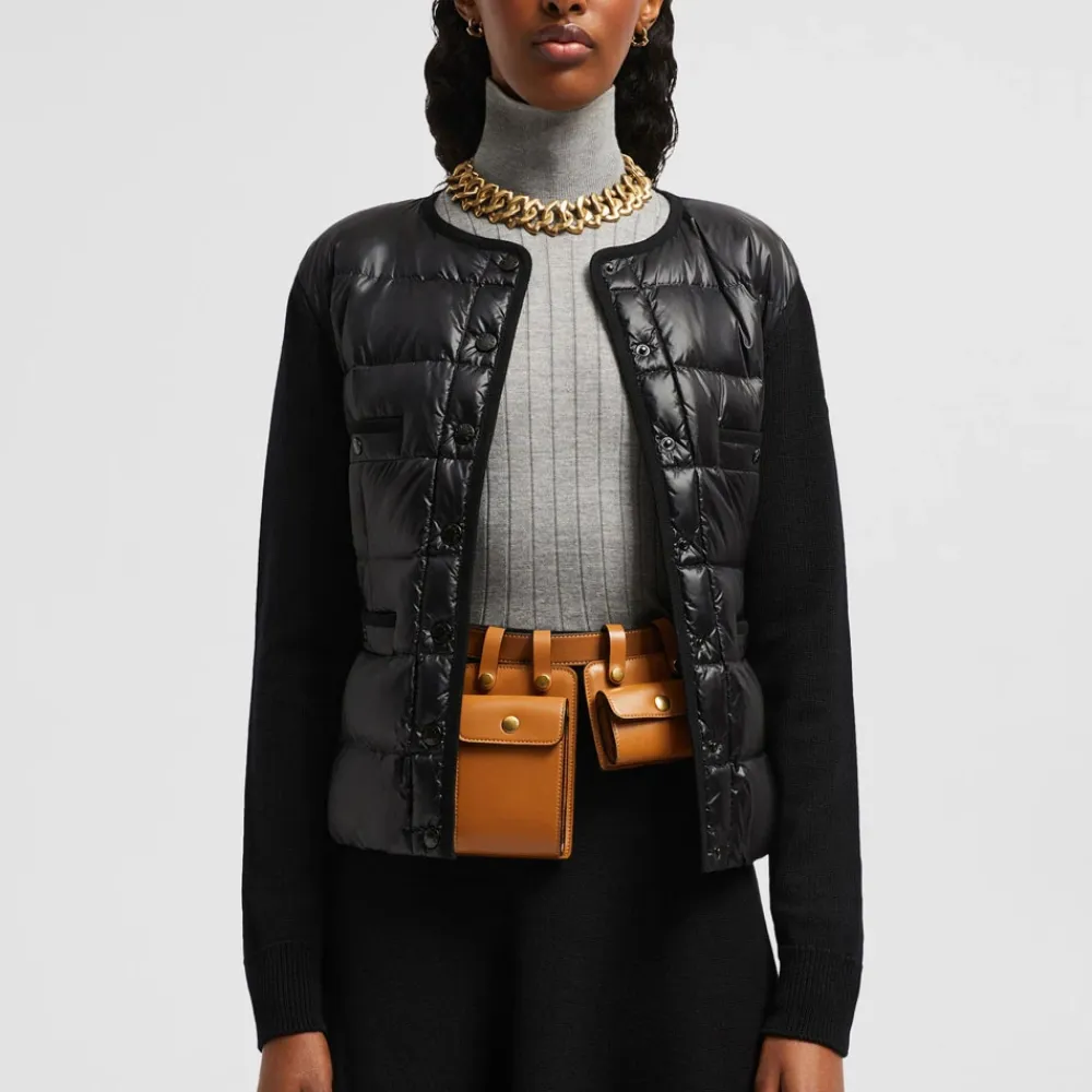 Jakker^Moncler Vatteret uld cardigan - Elegant klassiker Sort