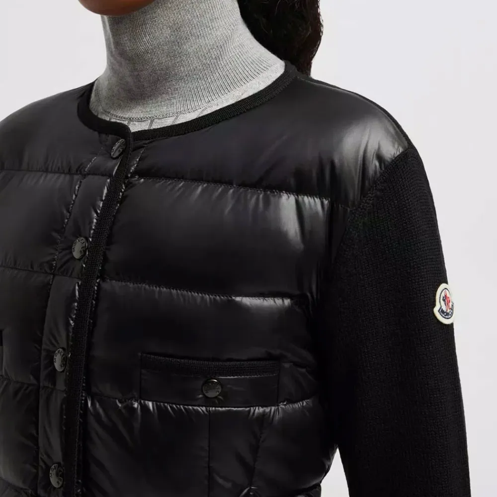 Jakker^Moncler Vatteret uld cardigan - Elegant klassiker Sort