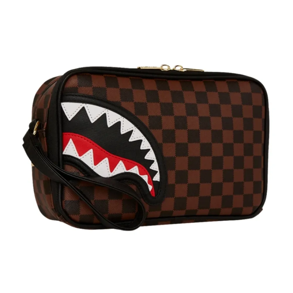 Toilettasker<SPRAYGROUND Vegan Læder Toilettaske med Rum Brun