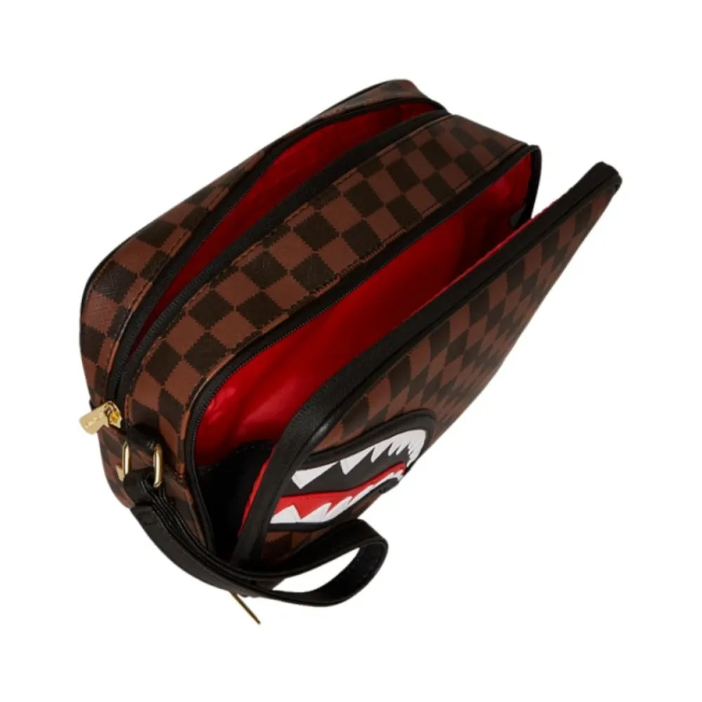 Toilettasker<SPRAYGROUND Vegan Læder Toilettaske med Rum Brun
