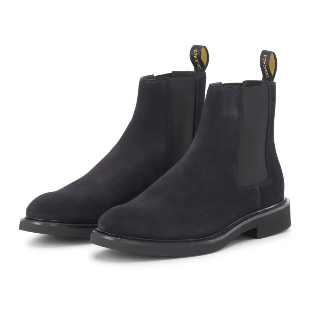 Chelsea Boots^Doucal's Velour Læderstøvler Komfort Stil Sort
