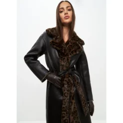 Frakker<Cesare Gaspari Vendbar Lang Vinter Faux Fur Frakke Sort