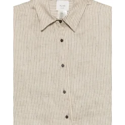 Bluser & Skjorter^Alysi Vertical-Stribet Kortærmet Skjorte Beige