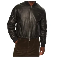 Jakker^Ami Paris Veste bomber en cuir d'agneau Sort