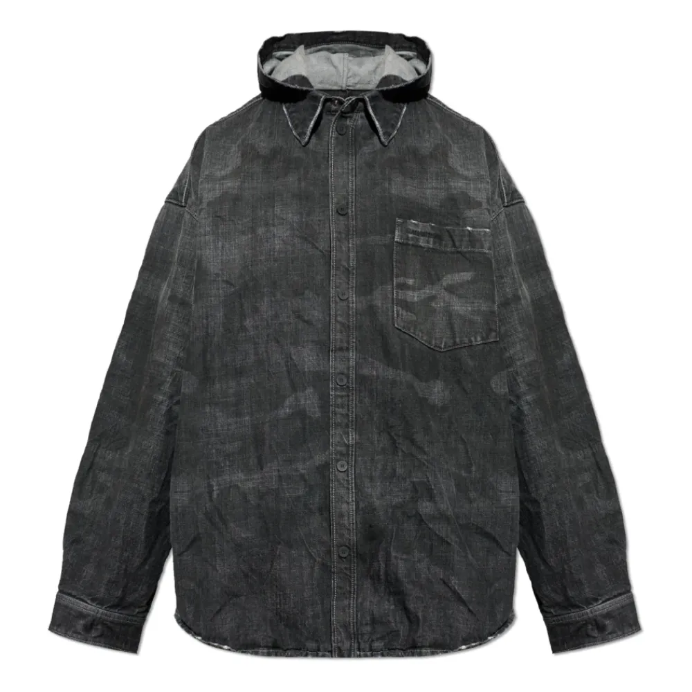 Jakker<Balenciaga Vintage-Effect Denimjakke Sort