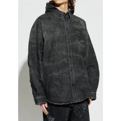 Jakker<Balenciaga Vintage-Effect Denimjakke Sort