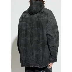Jakker<Balenciaga Vintage-Effect Denimjakke Sort