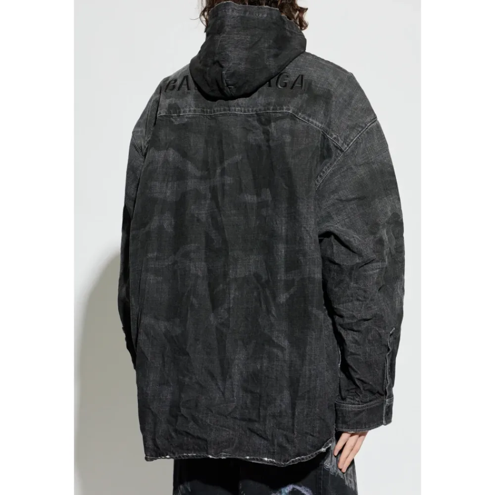 Jakker<Balenciaga Vintage-Effect Denimjakke Sort