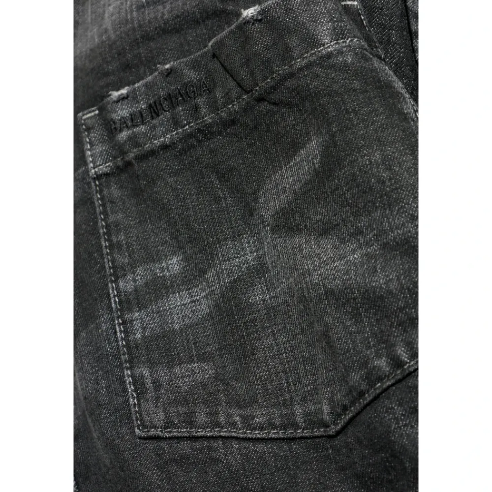 Jakker<Balenciaga Vintage-Effect Denimjakke Sort