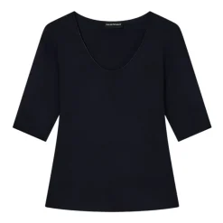 T-Shirts^Emporio Armani Viskose stretch jersey V-hals jumper Blå