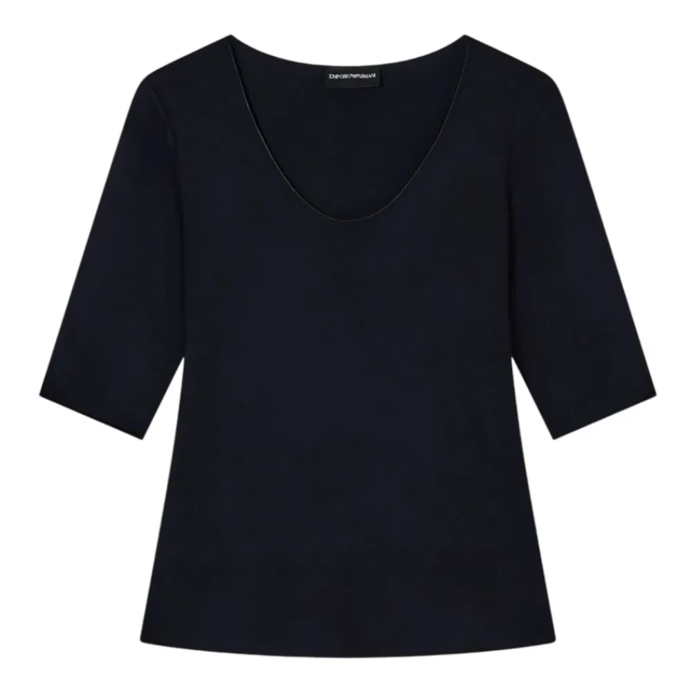 T-Shirts^Emporio Armani Viskose stretch jersey V-hals jumper Blå