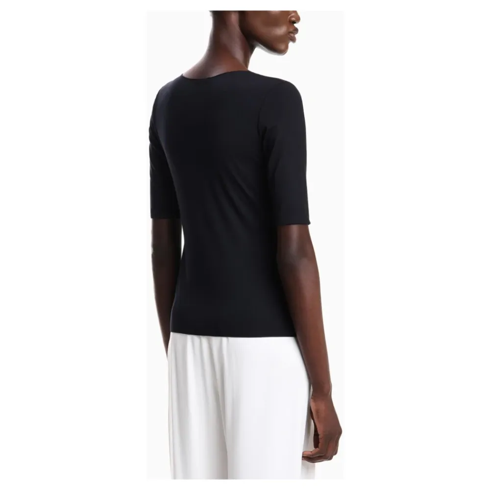 T-Shirts^Emporio Armani Viskose stretch jersey V-hals jumper Blå