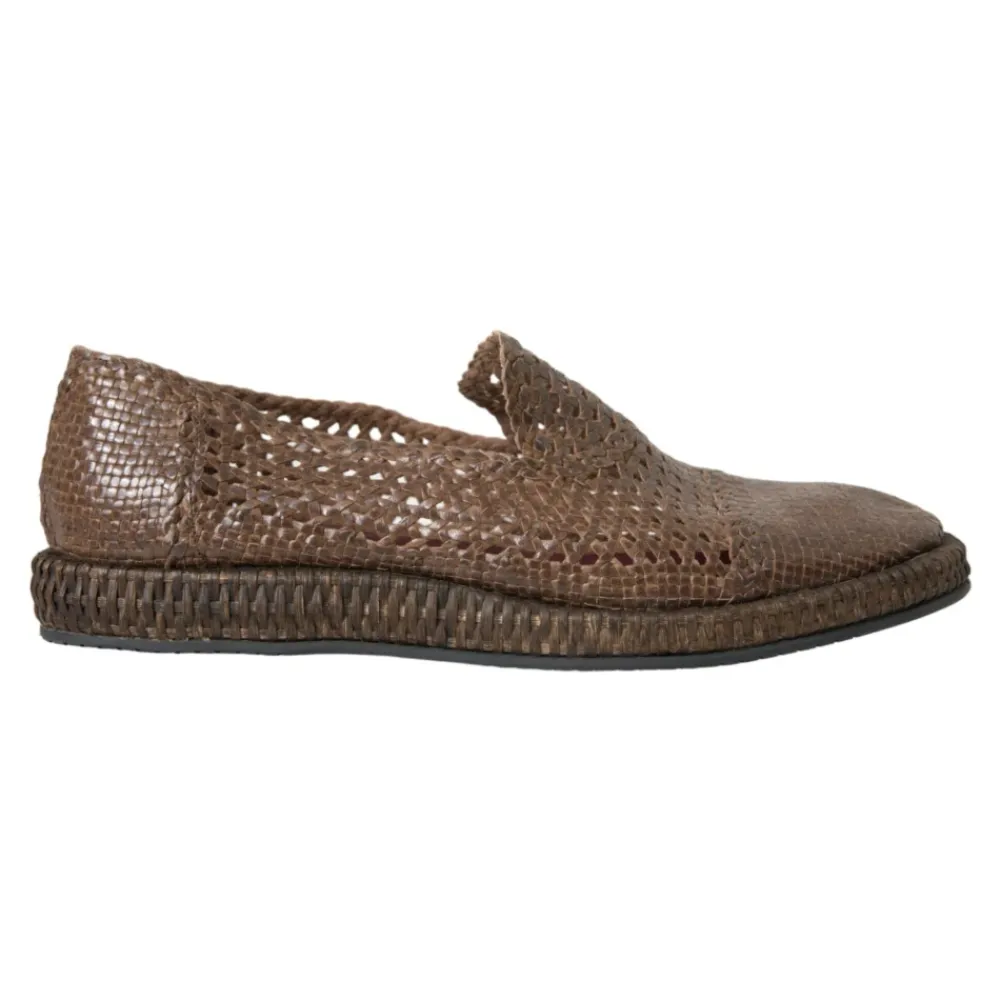 Loafers^Dolce & Gabbana Vævede Læder Slipper Loafers Brun