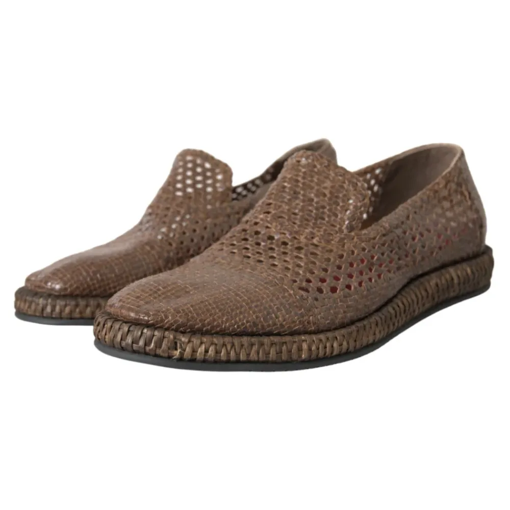 Loafers^Dolce & Gabbana Vævede Læder Slipper Loafers Brun